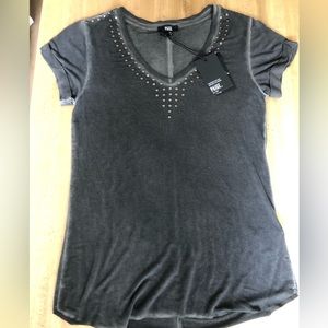 PAIGE Vintage Black Ladies Charlie Tee with Studded Embellishments- NEW